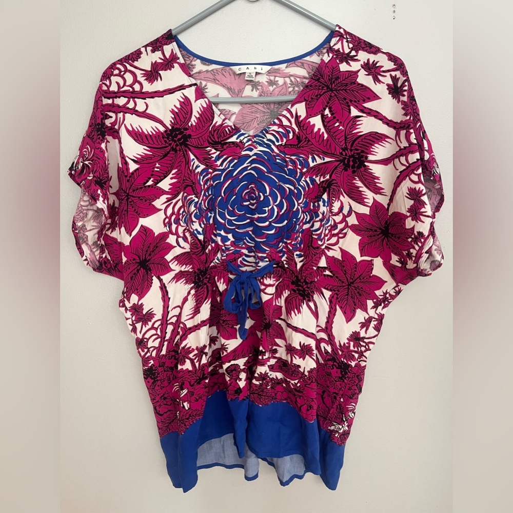 CAbi Women's Floral Blouse - Pink and‎ Blue